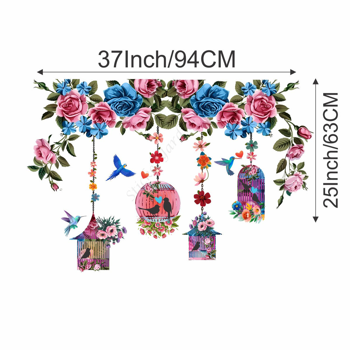 FramingoKart  PVC Vinyl  Lantern Floral Wall Sticker Big Size Room Walls Home Decor Self Adhesive Sticker  (multicolour,size-94x63cm)