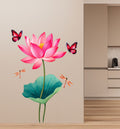 FramingoKart  PVC Vinyl Lotus & Butterflies Wall Sticker Big Size Room Walls Home Decor Self Adhesive Sticker (multicolour,size-63x91cm)