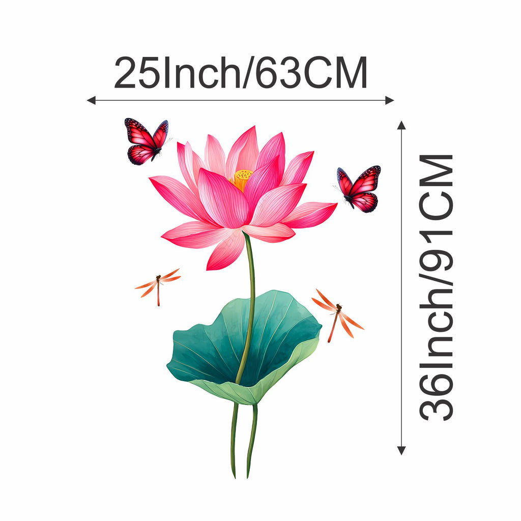 FramingoKart  PVC Vinyl Lotus & Butterflies Wall Sticker Big Size Room Walls Home Decor Self Adhesive Sticker (multicolour,size-63x91cm)