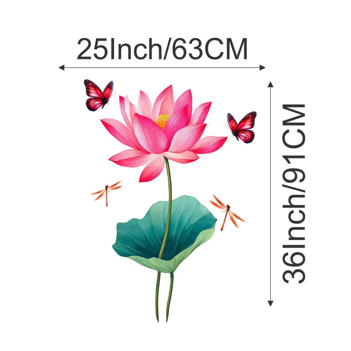 FramingoKart  PVC Vinyl Lotus & Butterflies Wall Sticker Big Size Room Walls Home Decor Self Adhesive Sticker (multicolour,size-63x91cm)