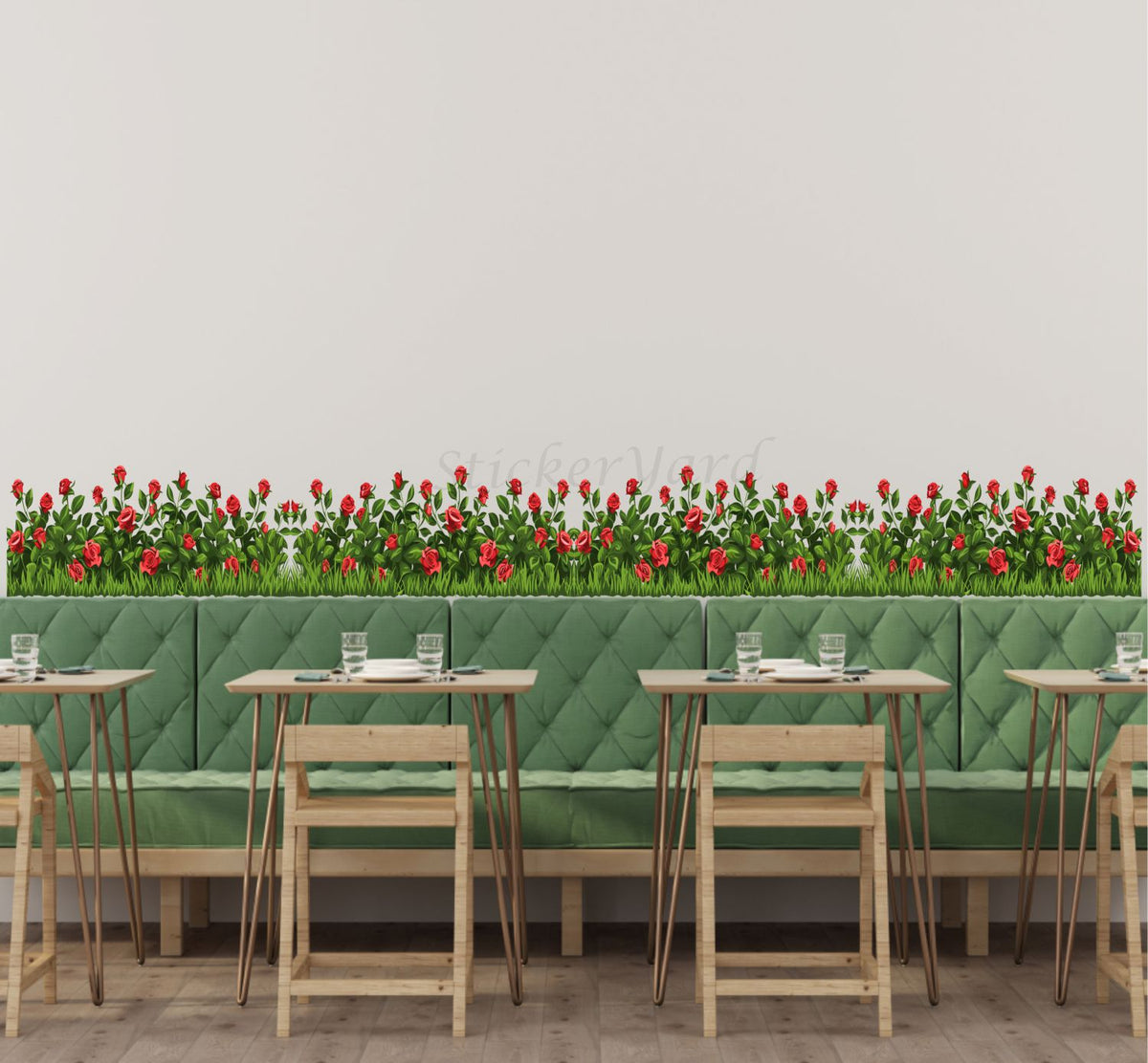 FramingoKart  PVC Vinyl Roses Grass Wall Sticker Big Size Room Walls Home Decor Self Adhesive Sticker (multicolour,size-152x13cm)