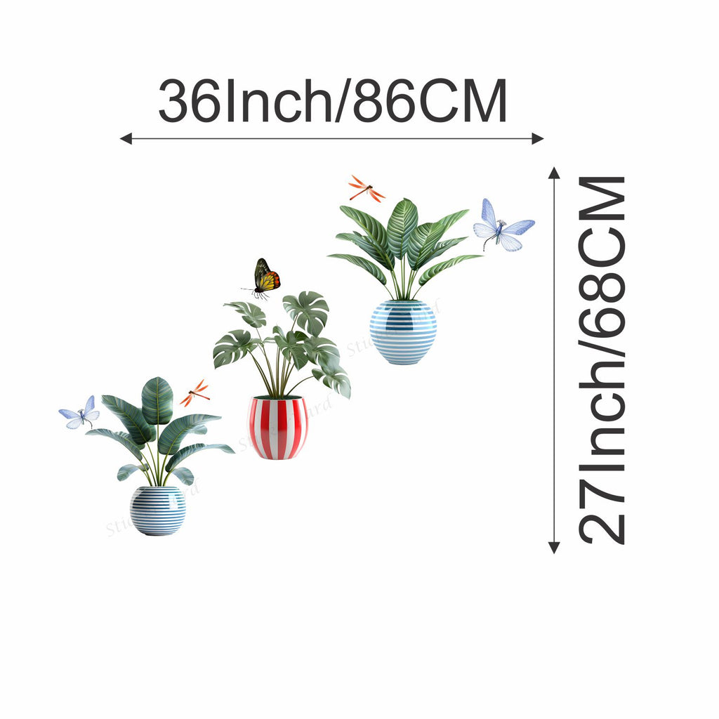 FramingoKart  PVC Vinyl Nature Flower Pots Wall Sticker Big Size Room Walls Home Décor Self Adhesive Sticker