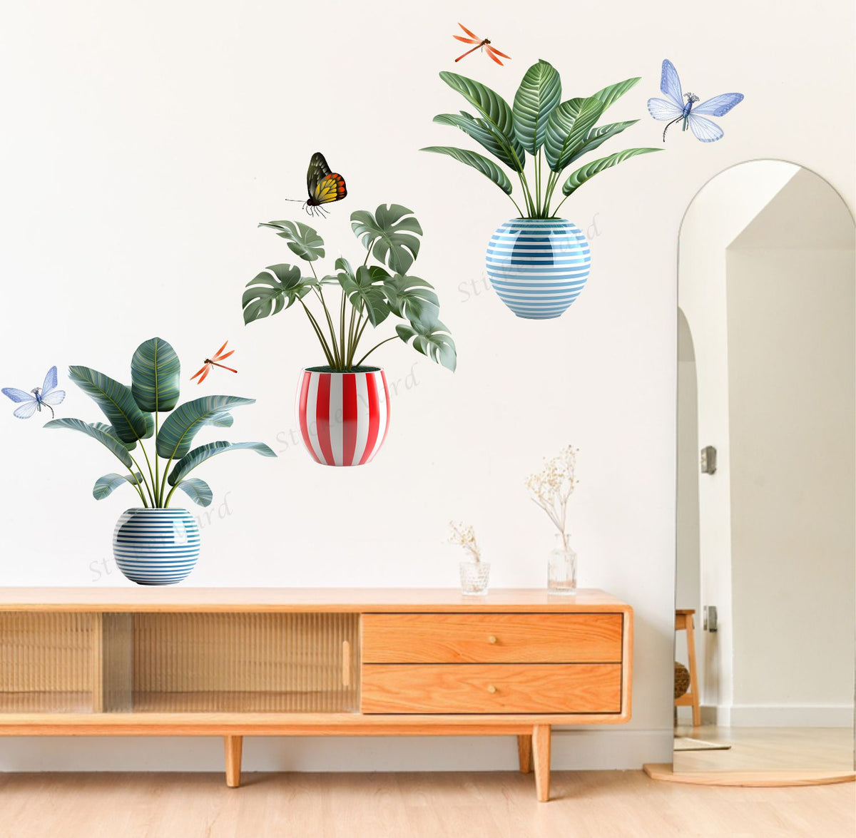 FramingoKart  PVC Vinyl Nature Flower Pots Wall Sticker Big Size Room Walls Home Décor Self Adhesive Sticker