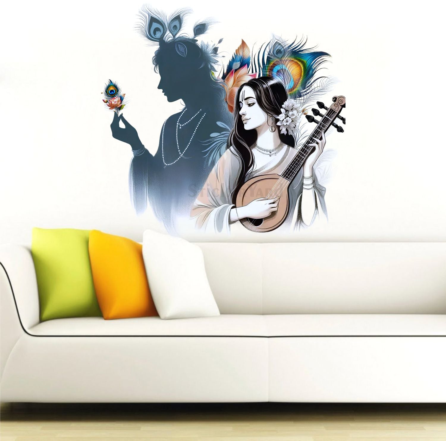 FramingoKart  PVC Vinyl Radha Krishna  Wall Sticker Big Size Room Walls Home Décor Self Adhesive Sticker
