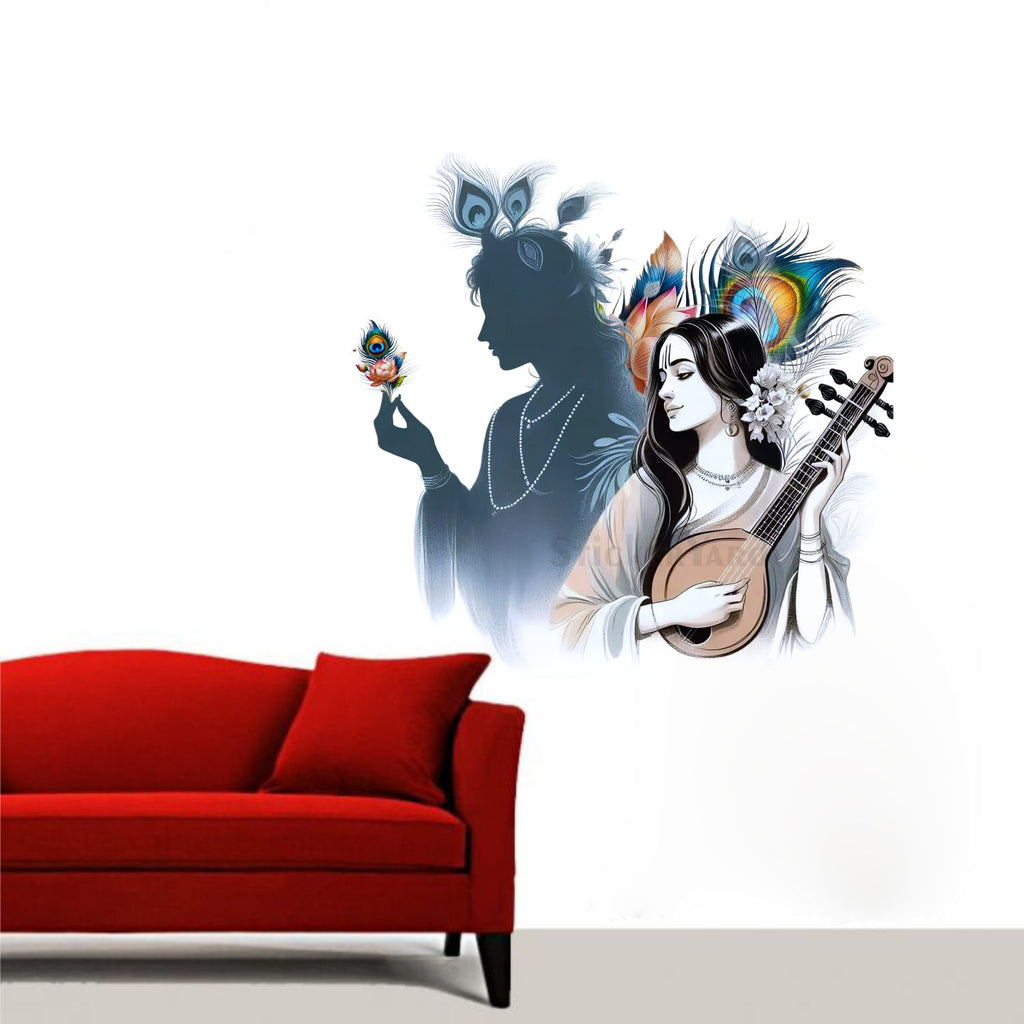 FramingoKart  PVC Vinyl Radha Krishna  Wall Sticker Big Size Room Walls Home Décor Self Adhesive Sticker