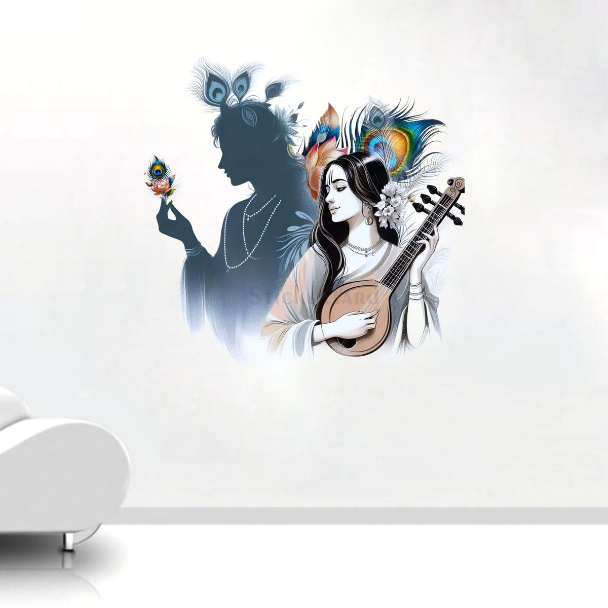 FramingoKart  PVC Vinyl Radha Krishna  Wall Sticker Big Size Room Walls Home Décor Self Adhesive Sticker