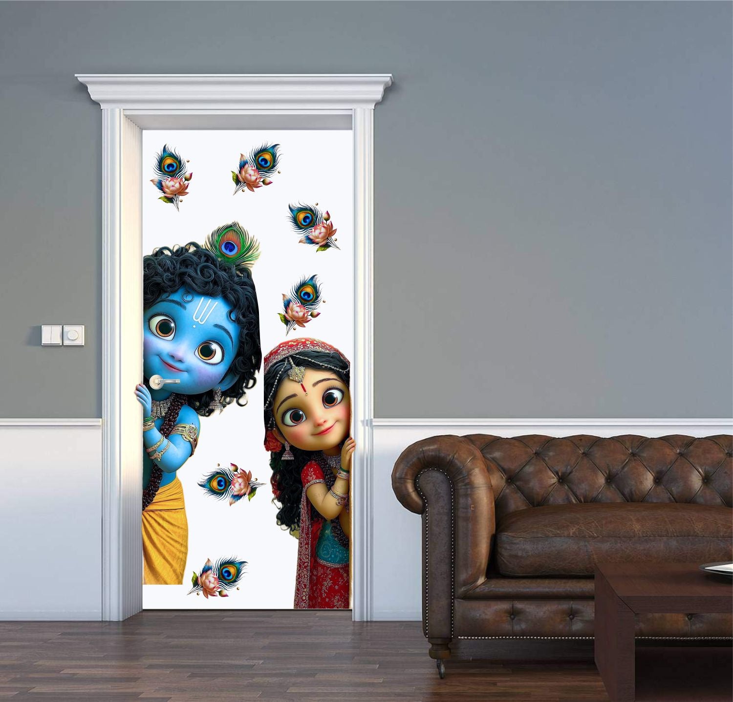 FramingoKart  PVC Vinyl Bal Krishna Radha  Wall Sticker Big Size Room Walls Home Décor Self Adhesive Sticker