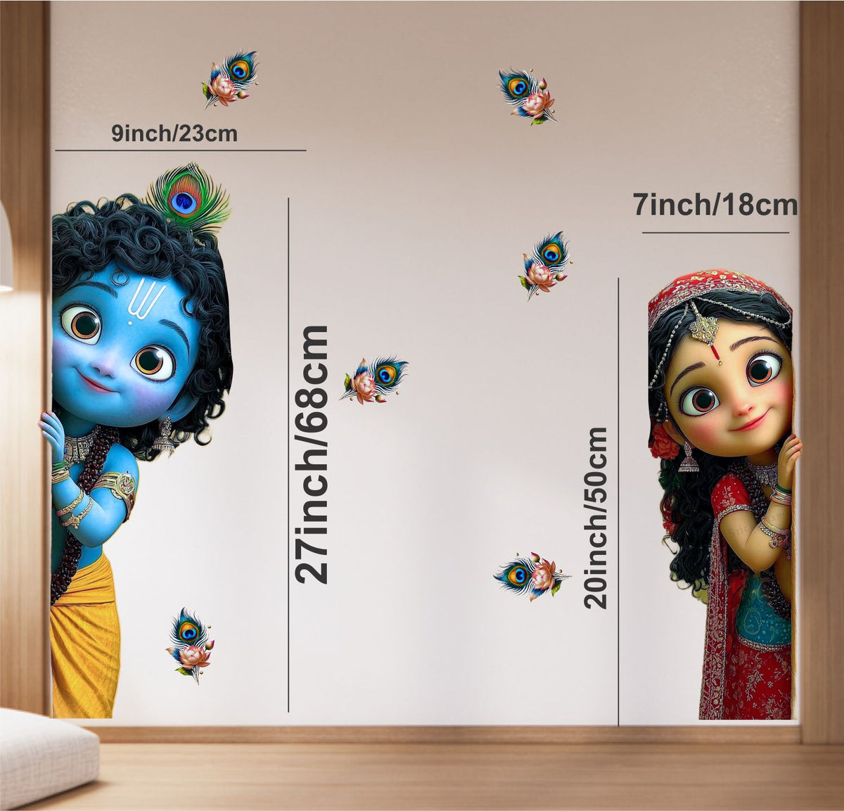 FramingoKart  PVC Vinyl Bal Krishna Radha  Wall Sticker Big Size Room Walls Home Décor Self Adhesive Sticker