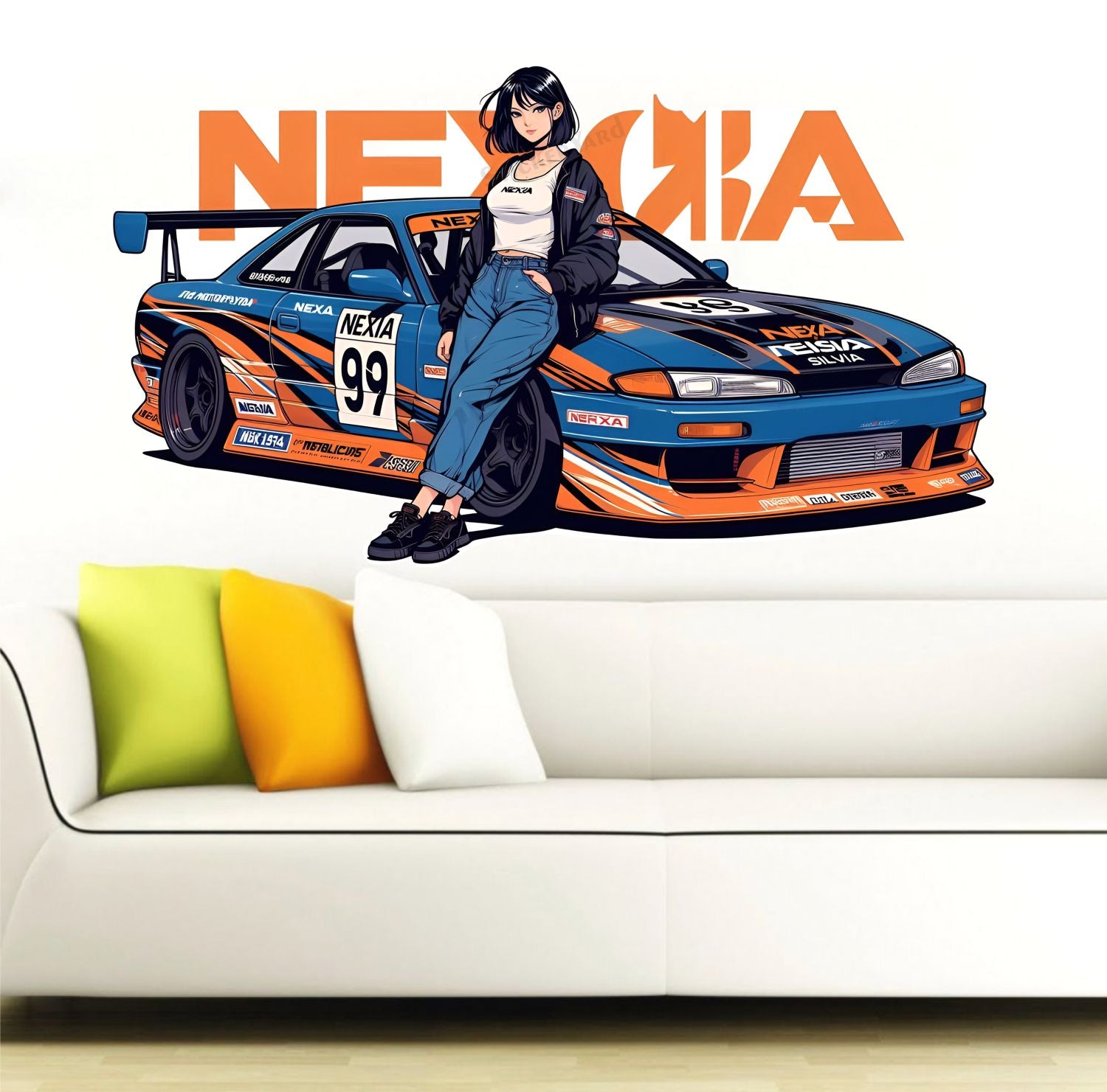 FramingoKart  PVC Vinyl Lady Car Art Wall Sticker Big Size Room Walls Home Décor Self Adhesive Sticker
