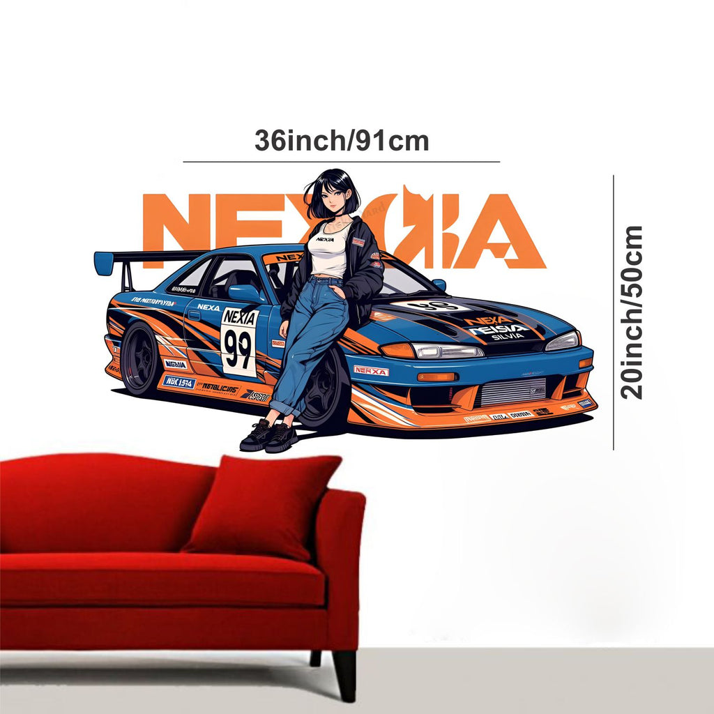 FramingoKart  PVC Vinyl Lady Car Art Wall Sticker Big Size Room Walls Home Décor Self Adhesive Sticker