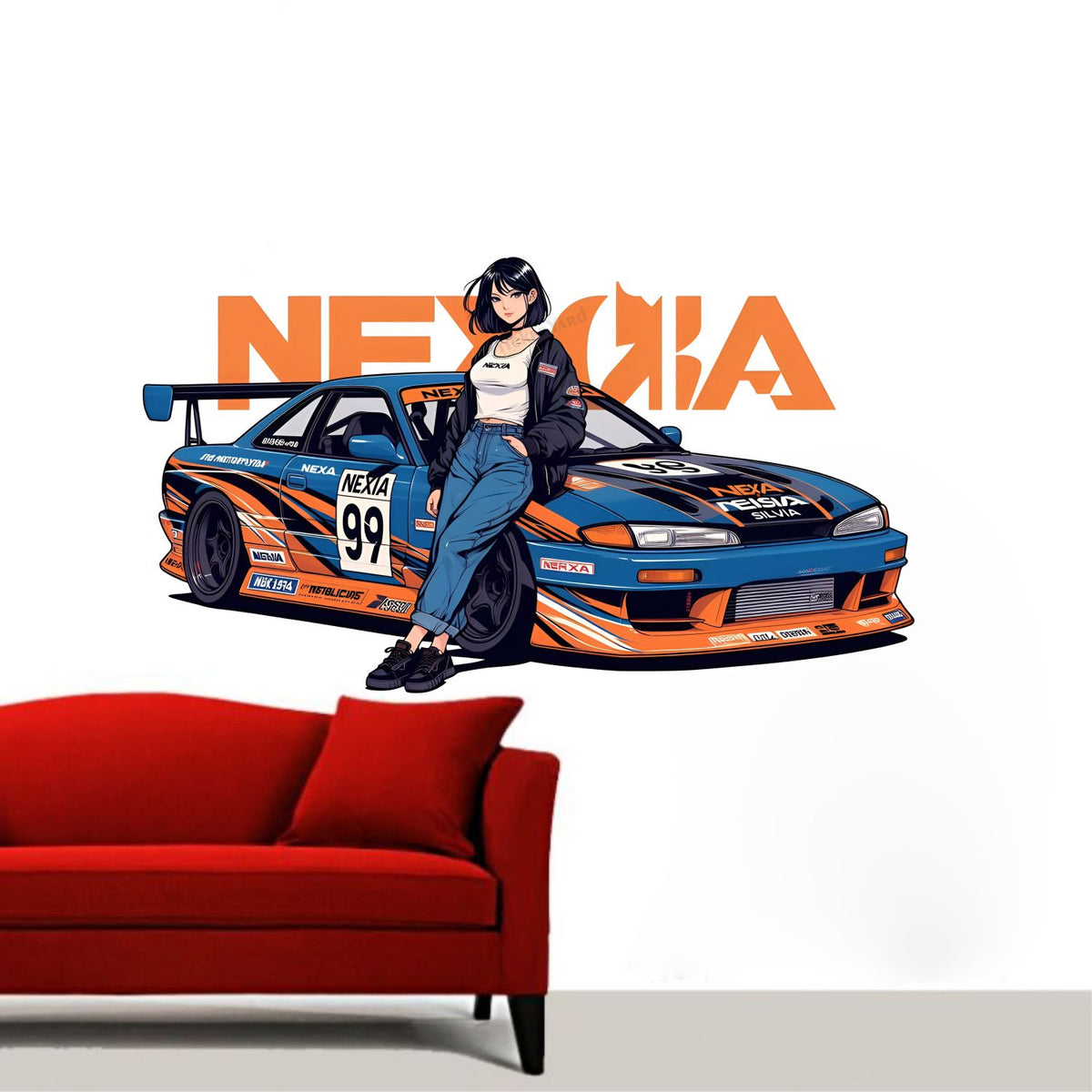 FramingoKart  PVC Vinyl Lady Car Art Wall Sticker Big Size Room Walls Home Décor Self Adhesive Sticker
