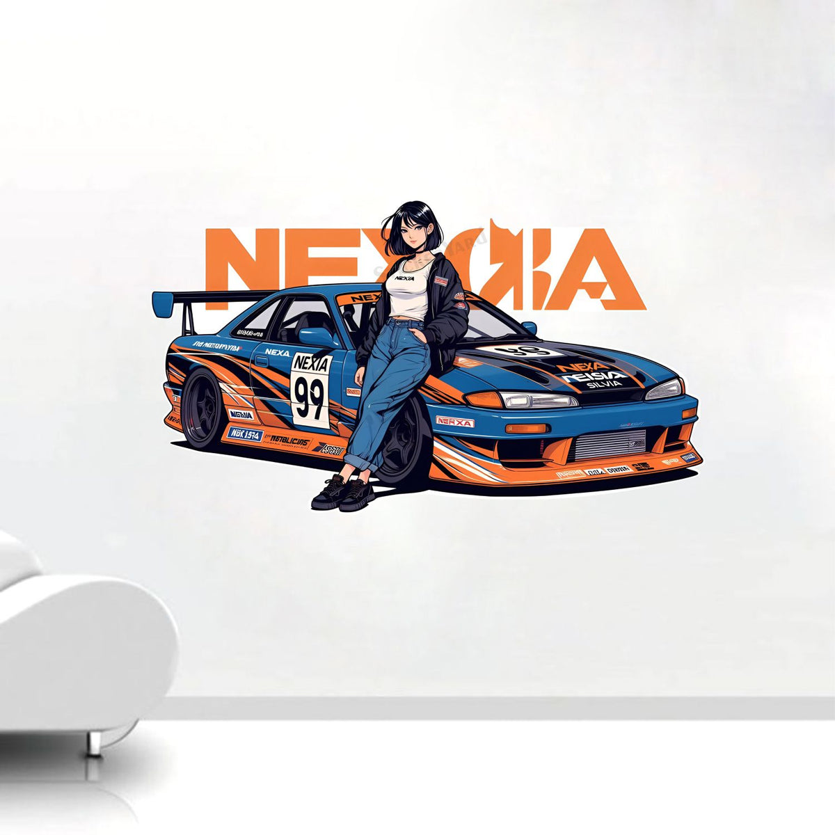 FramingoKart  PVC Vinyl Lady Car Art Wall Sticker Big Size Room Walls Home Décor Self Adhesive Sticker