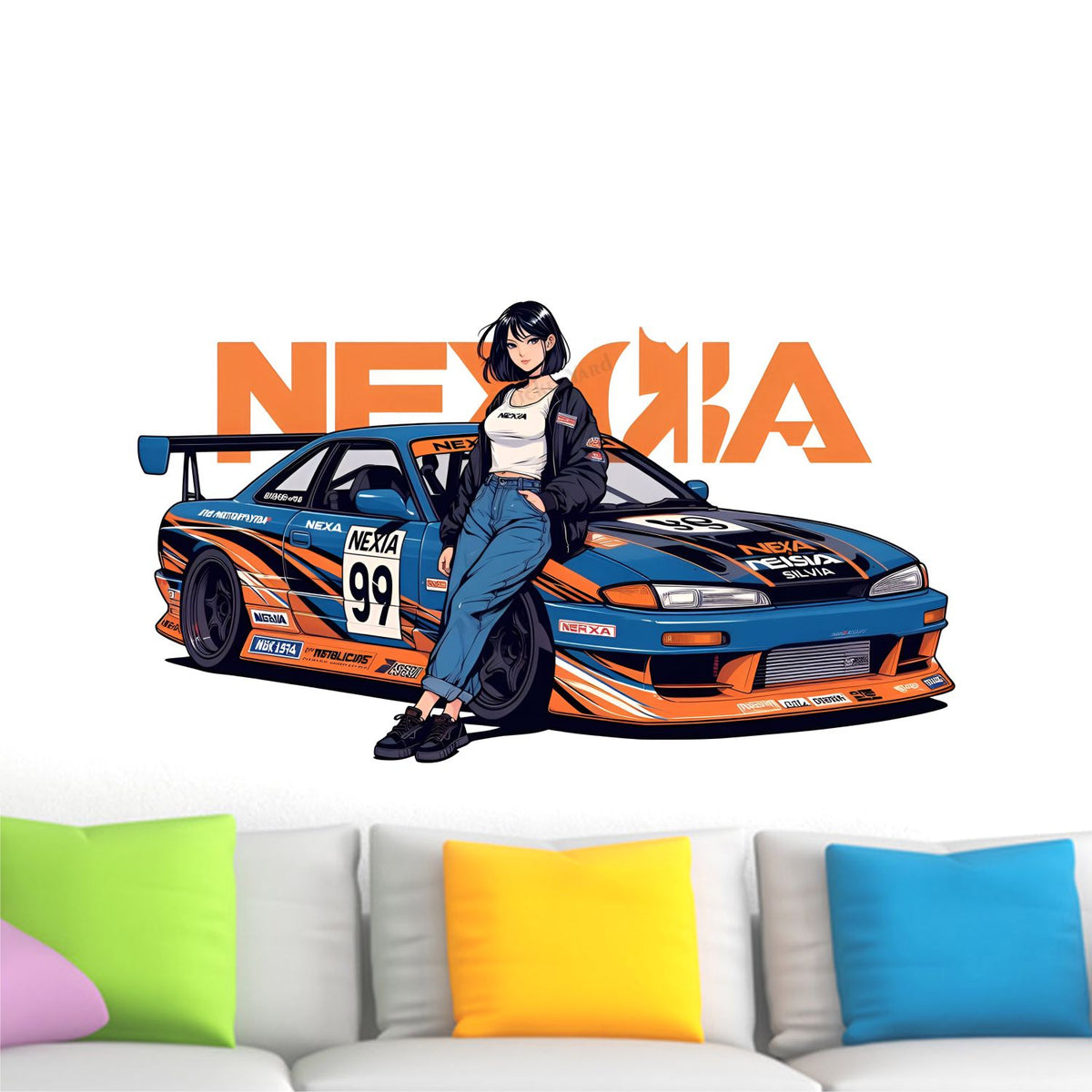 FramingoKart  PVC Vinyl Lady Car Art Wall Sticker Big Size Room Walls Home Décor Self Adhesive Sticker
