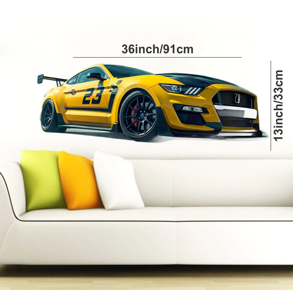 FramingoKart  PVC Vinyl Yellow Car Art Wall Sticker Big Size Room Walls Home Décor Self Adhesive Sticker