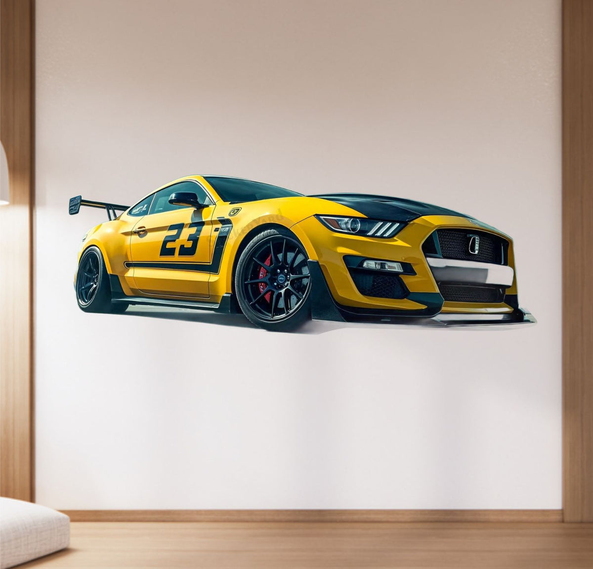 FramingoKart  PVC Vinyl Yellow Car Art Wall Sticker Big Size Room Walls Home Décor Self Adhesive Sticker