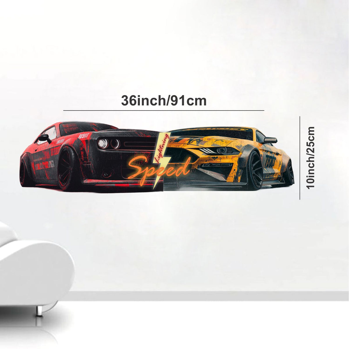 FramingoKart  PVC Vinyl Speed Cars Design Art Wall Sticker Big Size Room Walls Home Décor Self Adhesive Sticker