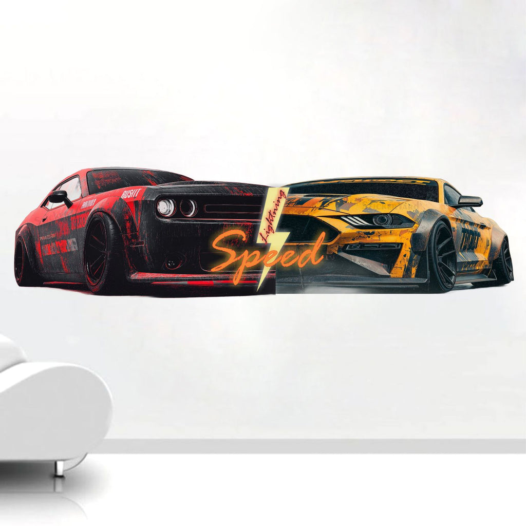 FramingoKart  PVC Vinyl Speed Cars Design Art Wall Sticker Big Size Room Walls Home Décor Self Adhesive Sticker