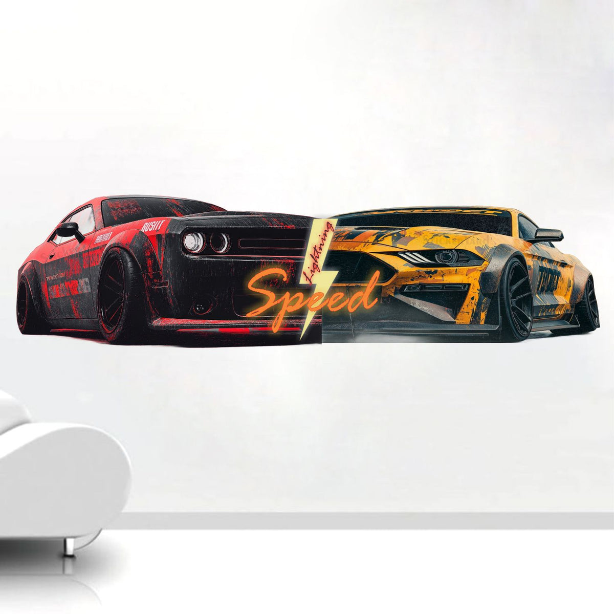 FramingoKart  PVC Vinyl Speed Cars Design Art Wall Sticker Big Size Room Walls Home Décor Self Adhesive Sticker