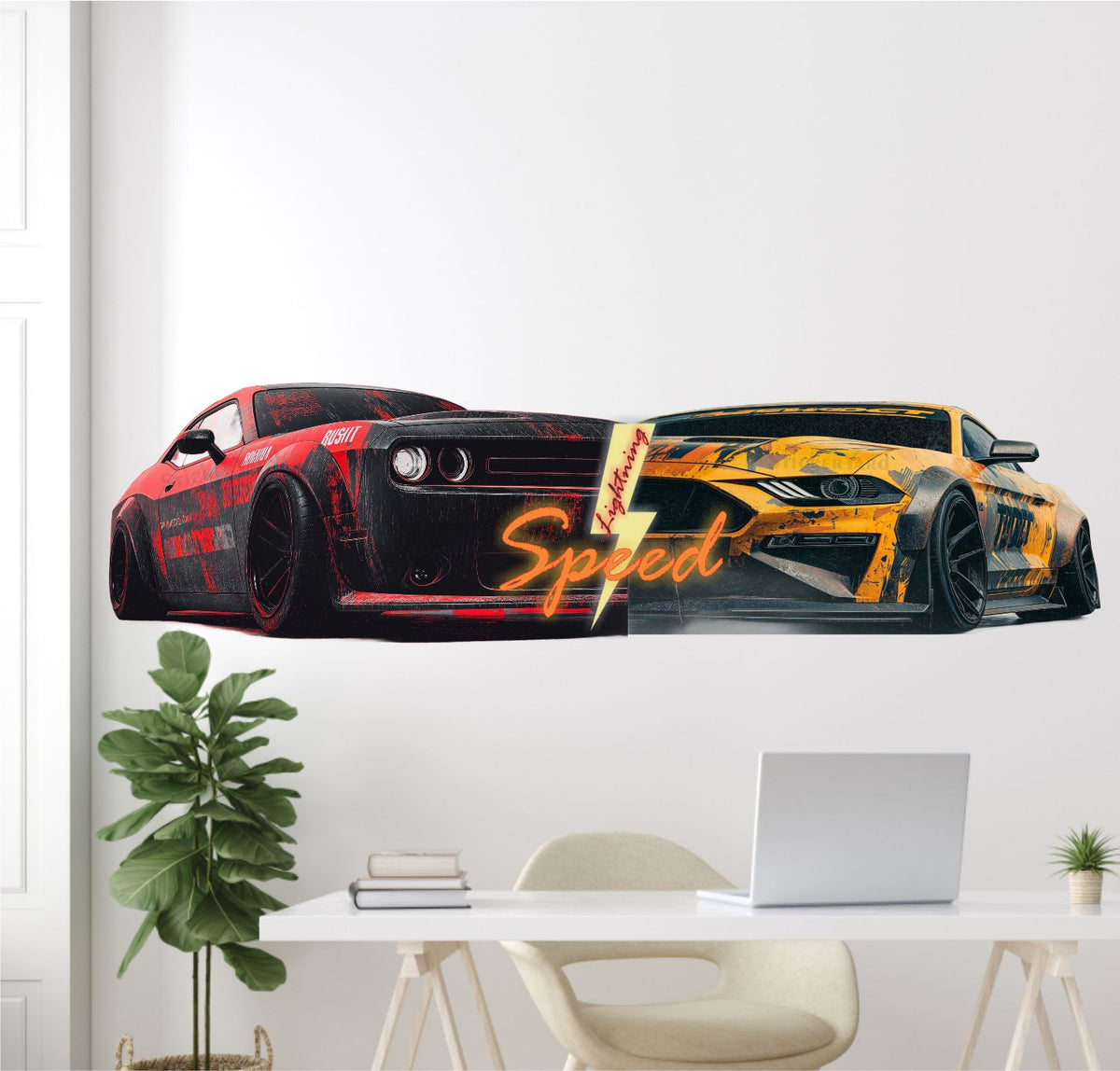 FramingoKart  PVC Vinyl Speed Cars Design Art Wall Sticker Big Size Room Walls Home Décor Self Adhesive Sticker