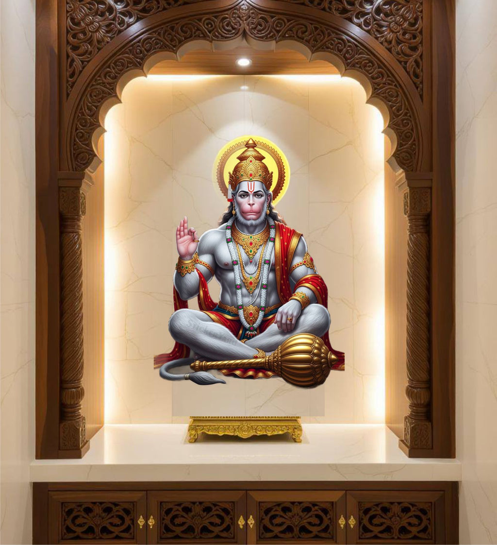 FramingoKart  PVC Vinyl Lord Hanuman Ji Meditating Wall Sticker Big Size Room Walls Home Décor Self Adhesive Sticker