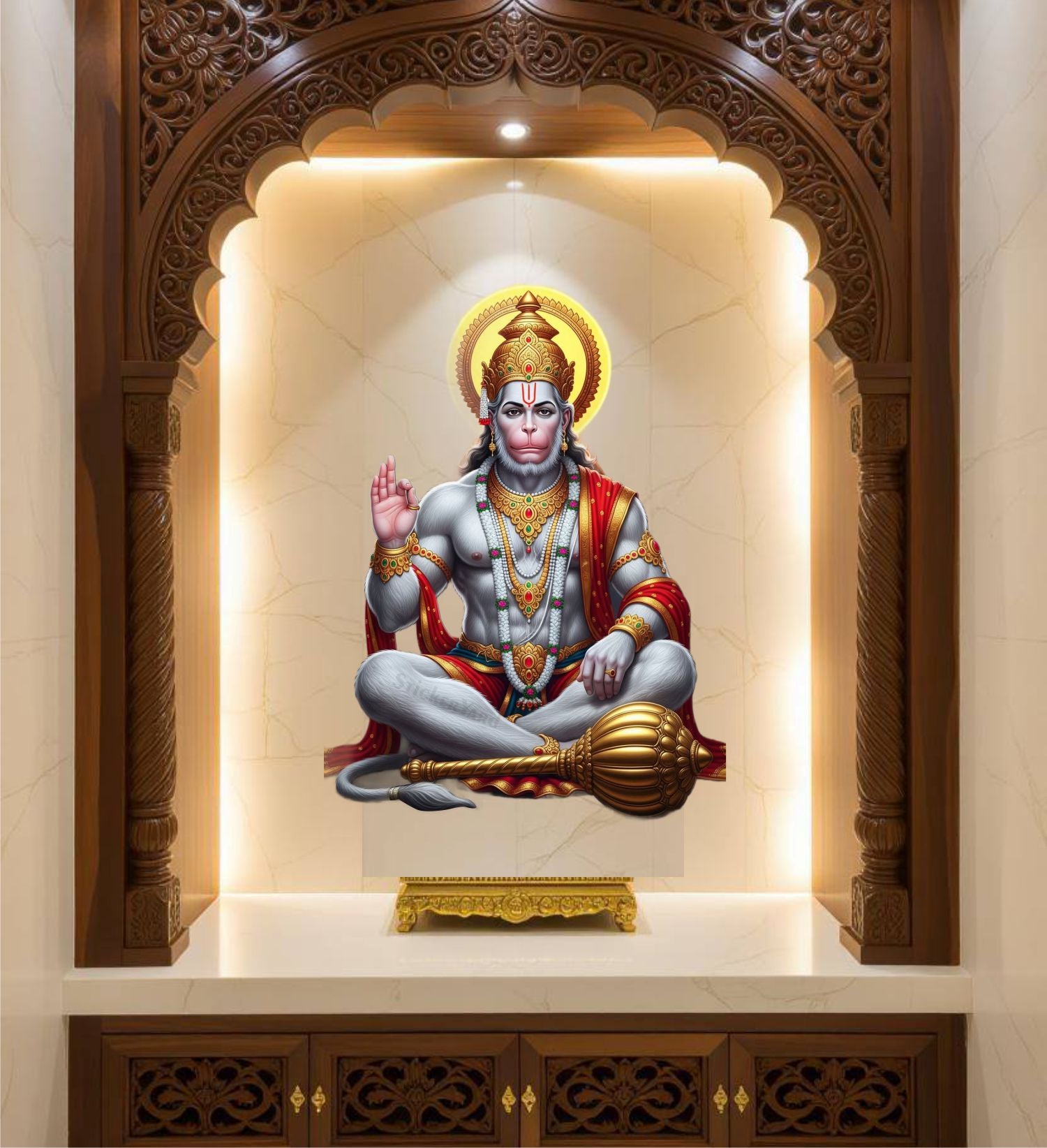 FramingoKart  PVC Vinyl Lord Hanuman Ji Meditating Wall Sticker Big Size Room Walls Home Décor Self Adhesive Sticker