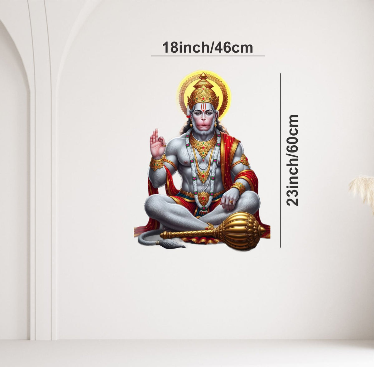FramingoKart  PVC Vinyl Lord Hanuman Ji Meditating Wall Sticker Big Size Room Walls Home Décor Self Adhesive Sticker