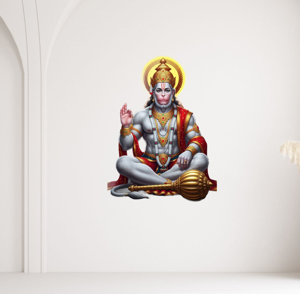 FramingoKart  PVC Vinyl Lord Hanuman Ji Meditating Wall Sticker Big Size Room Walls Home Décor Self Adhesive Sticker