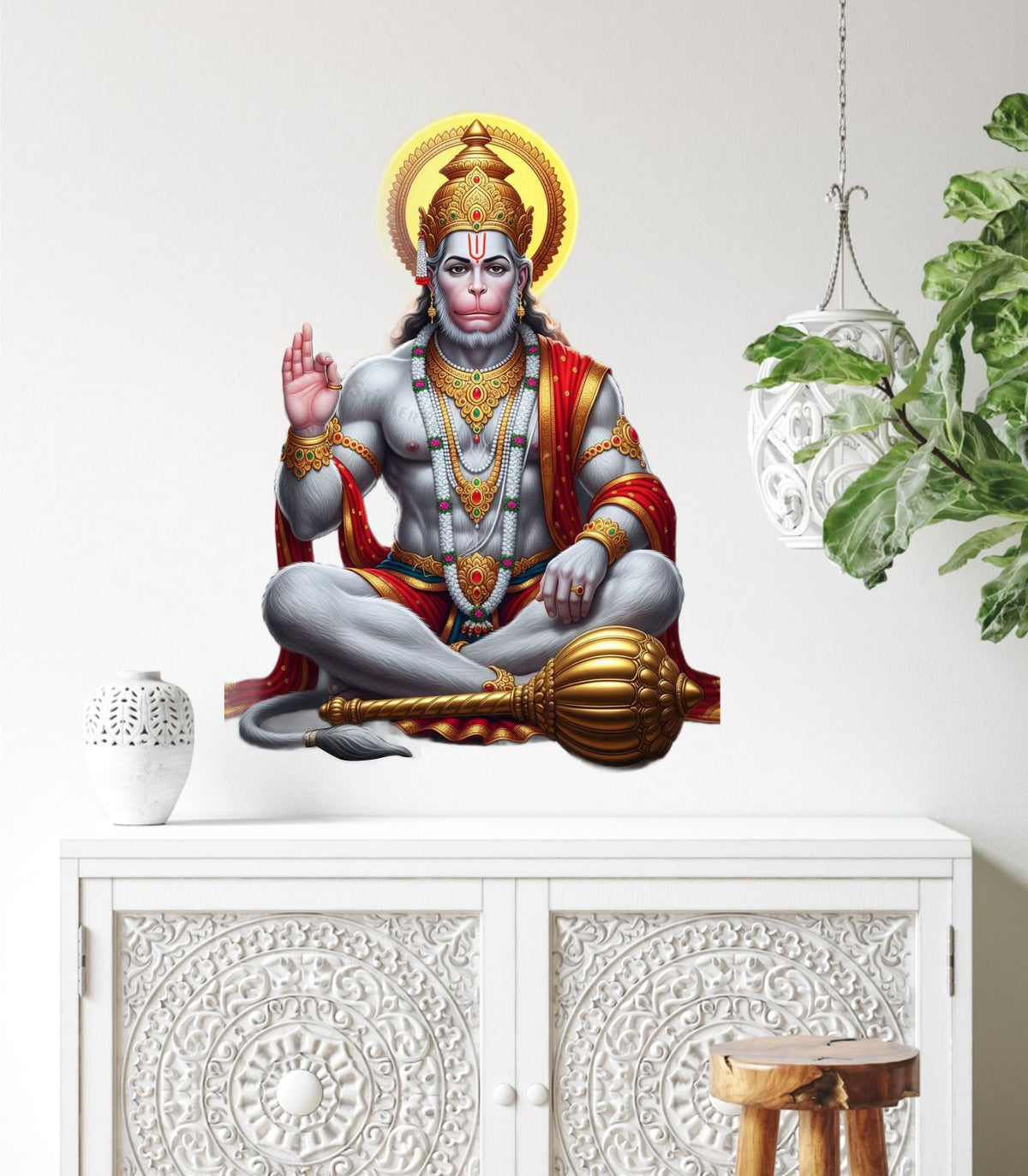 FramingoKart  PVC Vinyl Lord Hanuman Ji Meditating Wall Sticker Big Size Room Walls Home Décor Self Adhesive Sticker