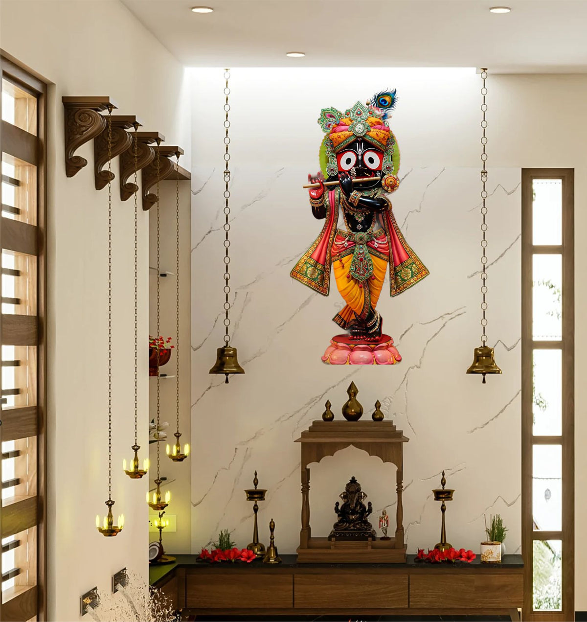 FramingoKart  PVC Vinyl Cute Bal Jagannath Ji Wall Sticker Big Size Room Walls Home Décor Self Adhesive Sticker