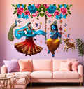 FramingoKart  PVC Vinyl Flute Krishna Ji Radha Ji Art Design Wall Sticker Big Size Room Walls Home Décor Self Adhesive Sticker