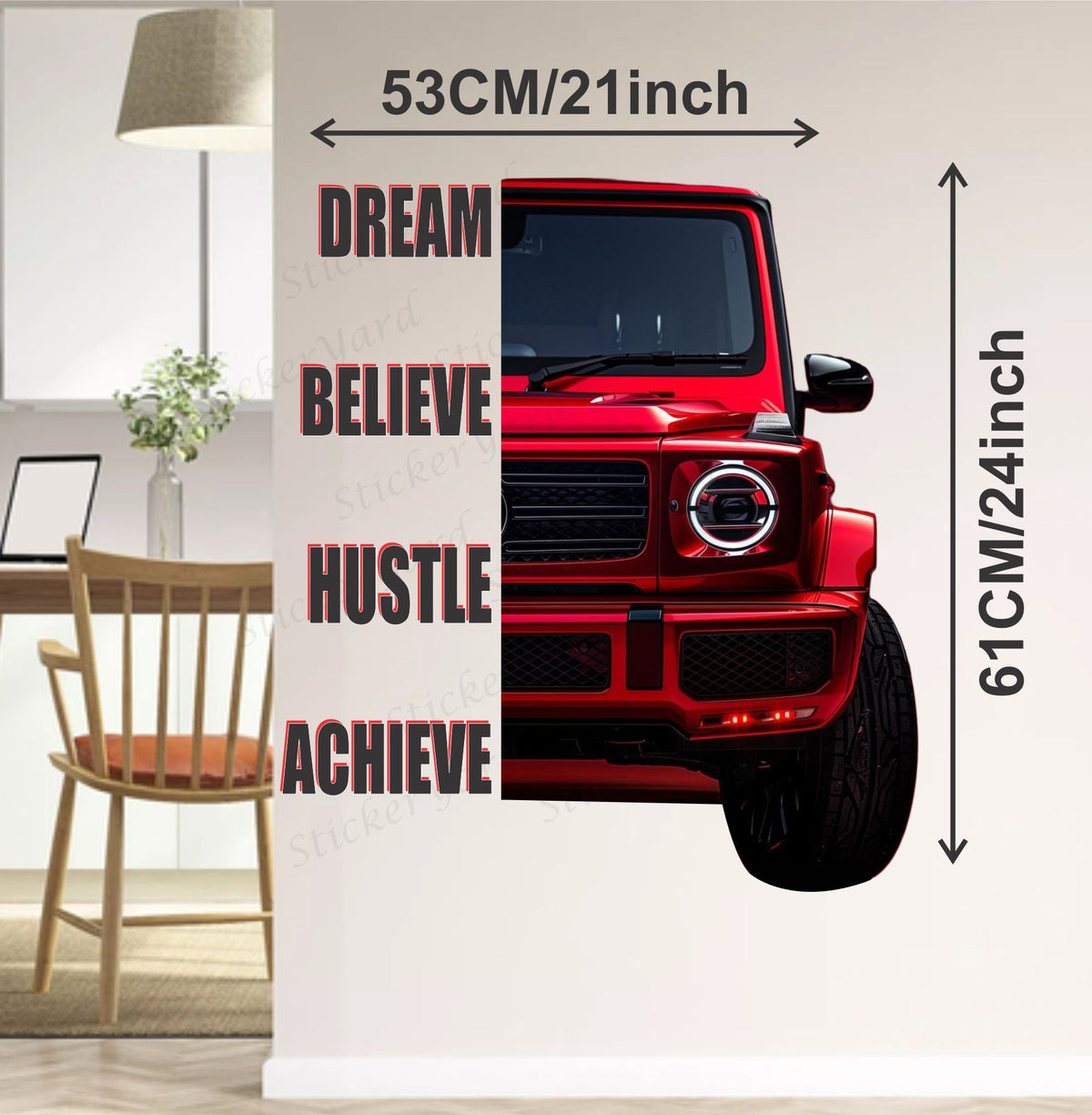 FramingoKart  PVC Vinyl Motivational Hustle Car Quote Racing Car Wall Sticker Big size sticker Self Adhesive Sticker