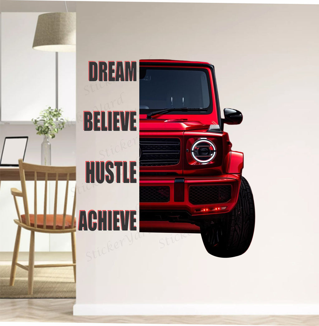 FramingoKart  PVC Vinyl Motivational Hustle Car Quote Racing Car Wall Sticker Big size sticker Self Adhesive Sticker