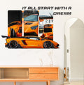 FramingoKart  PVC Vinyl Motivational Start Dream Car Quote Racing Car Wall Sticker Big size sticker Self Adhesive Sticker