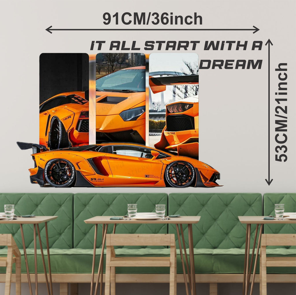 FramingoKart  PVC Vinyl Motivational Start Dream Car Quote Racing Car Wall Sticker Big size sticker Self Adhesive Sticker