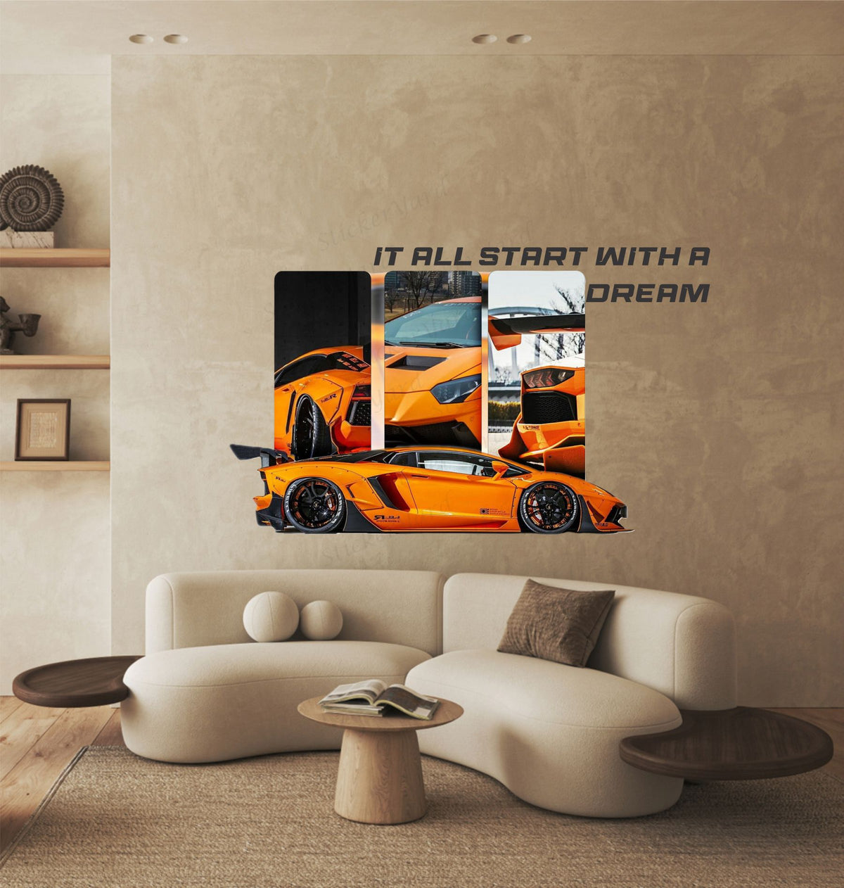 FramingoKart  PVC Vinyl Motivational Start Dream Car Quote Racing Car Wall Sticker Big size sticker Self Adhesive Sticker