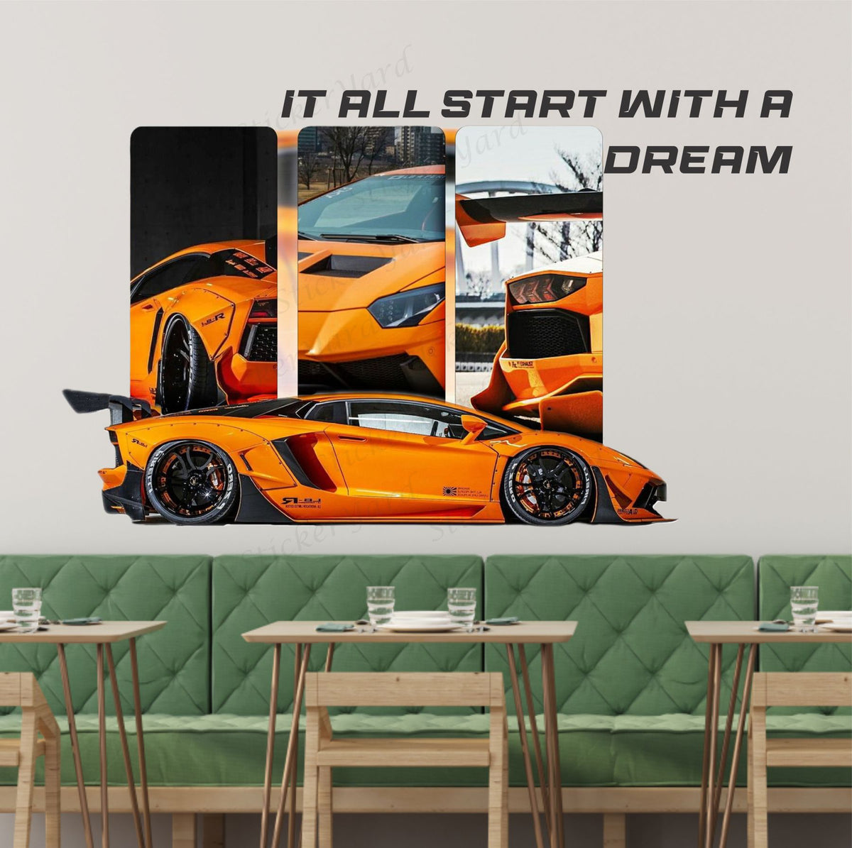 FramingoKart  PVC Vinyl Motivational Start Dream Car Quote Racing Car Wall Sticker Big size sticker Self Adhesive Sticker