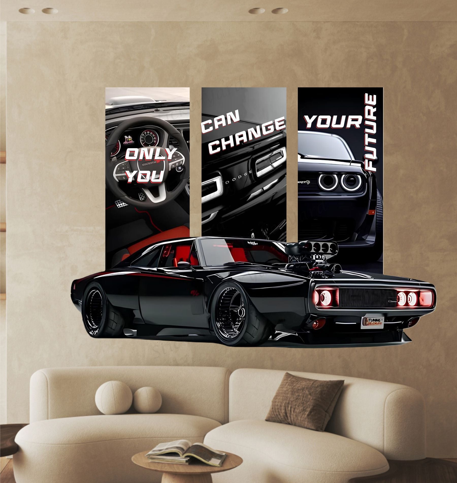 FramingoKart  PVC Vinyl Motivational Change Future Car Quote Racing Car Wall Sticker Big size sticker Self Adhesive Sticker