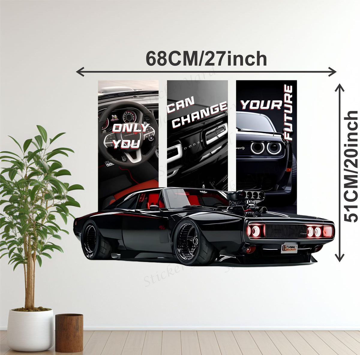 FramingoKart  PVC Vinyl Motivational Change Future Car Quote Racing Car Wall Sticker Big size sticker Self Adhesive Sticker