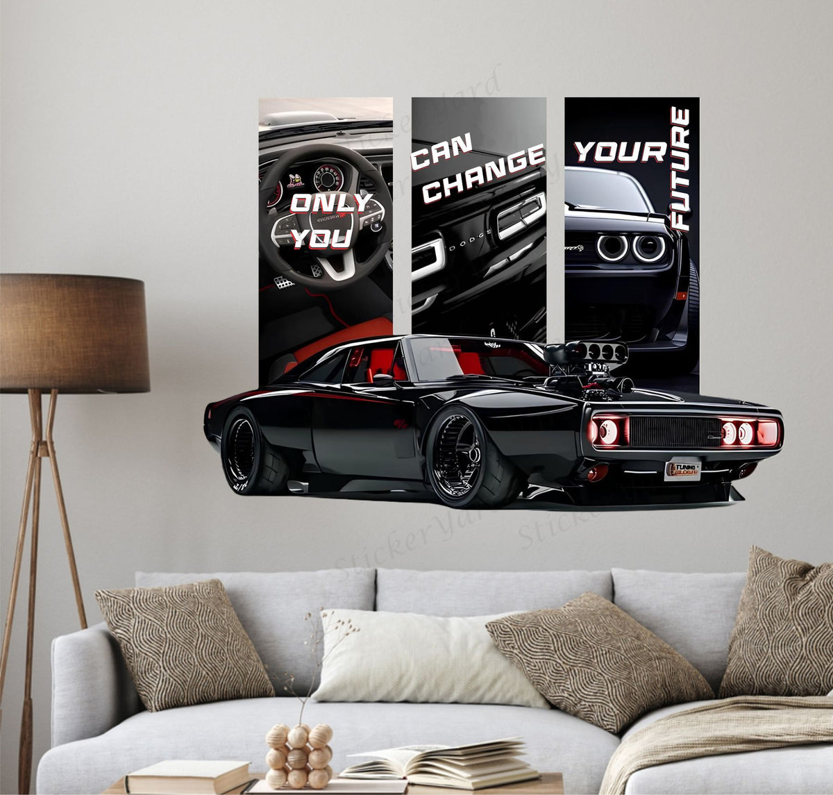 FramingoKart  PVC Vinyl Motivational Change Future Car Quote Racing Car Wall Sticker Big size sticker Self Adhesive Sticker