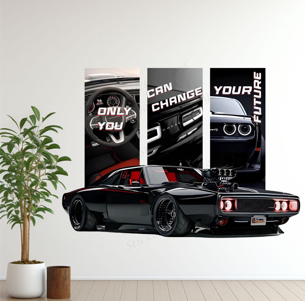 FramingoKart  PVC Vinyl Motivational Change Future Car Quote Racing Car Wall Sticker Big size sticker Self Adhesive Sticker