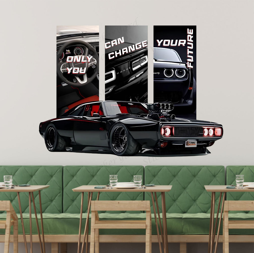 FramingoKart  PVC Vinyl Motivational Change Future Car Quote Racing Car Wall Sticker Big size sticker Self Adhesive Sticker