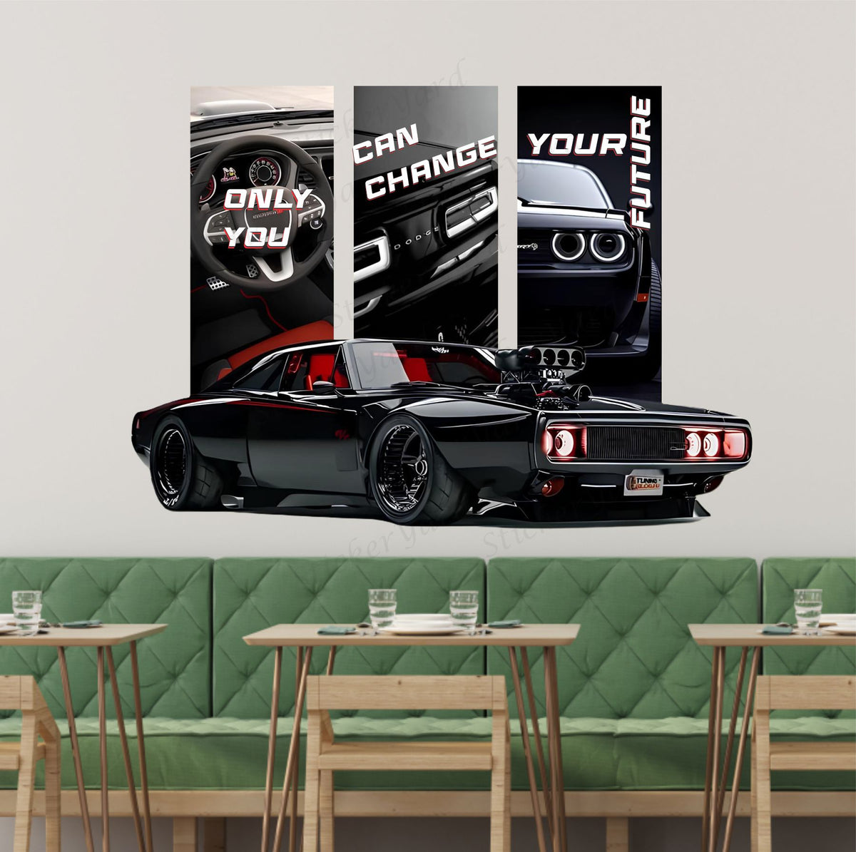 FramingoKart  PVC Vinyl Motivational Change Future Car Quote Racing Car Wall Sticker Big size sticker Self Adhesive Sticker