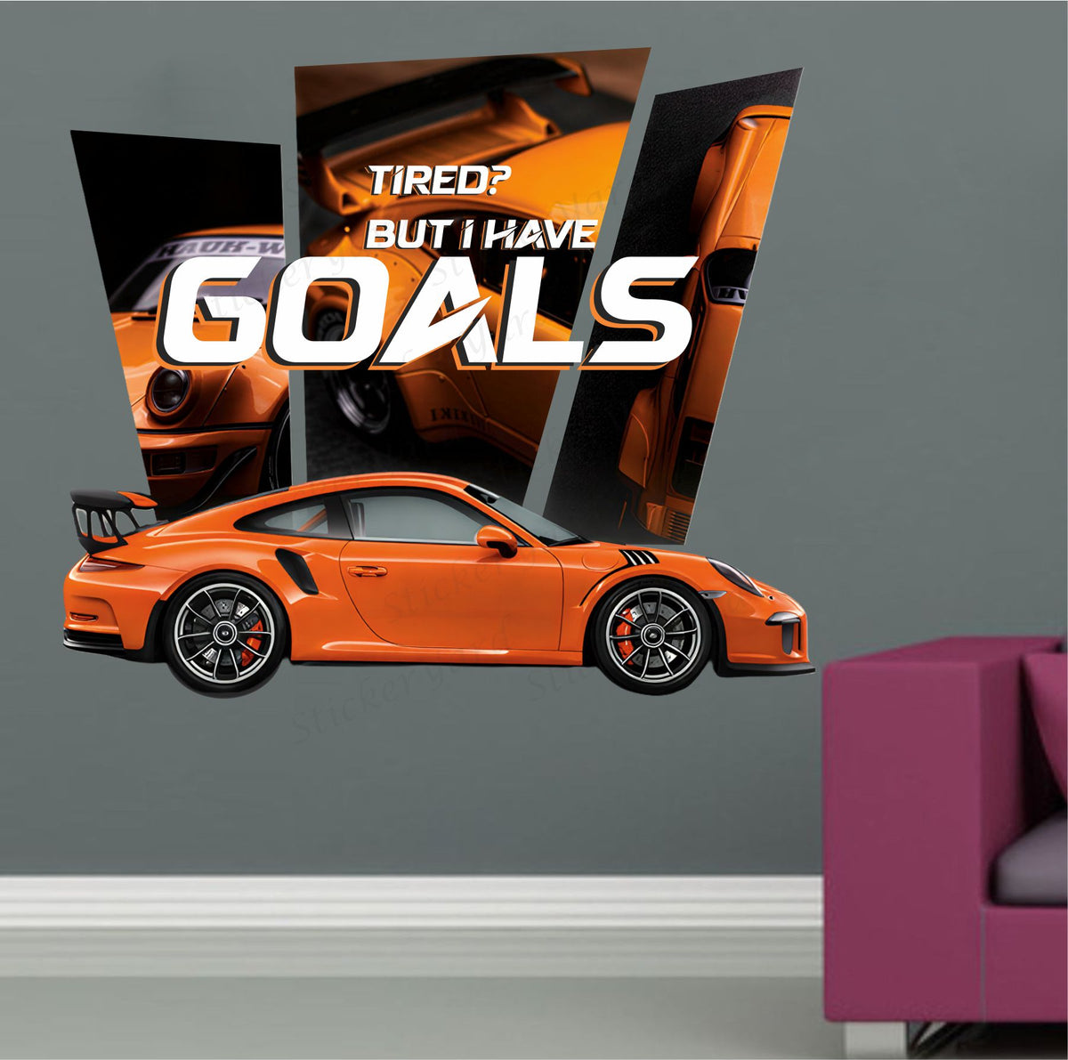 FramingoKart  PVC Vinyl Motivational Car Goals Quote Racing Car Wall Sticker Big size sticker Self Adhesive Sticker