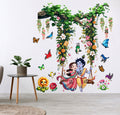 FramingoKart Bal Radha Krishna Swing On Tree Art Decal Wall Stickers For Home,Kids,Bedroom,Living,Kitchen,Office Multicolor Vinyl Size- 63X73CM
